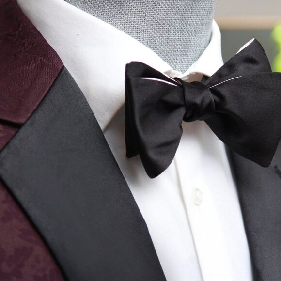 Men's bow tie Silk Pink Black Reversible Self - tied Bow tie Gift Box - Picture 13 of 13